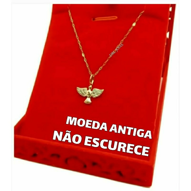 Colar Moeda Antiga Medalha Espirito Santo Gargantilha.