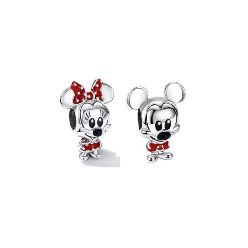 2 Berloque Charm Baby Mickey e Minnie Disney Casal Compatível Com Todas Pulseiras