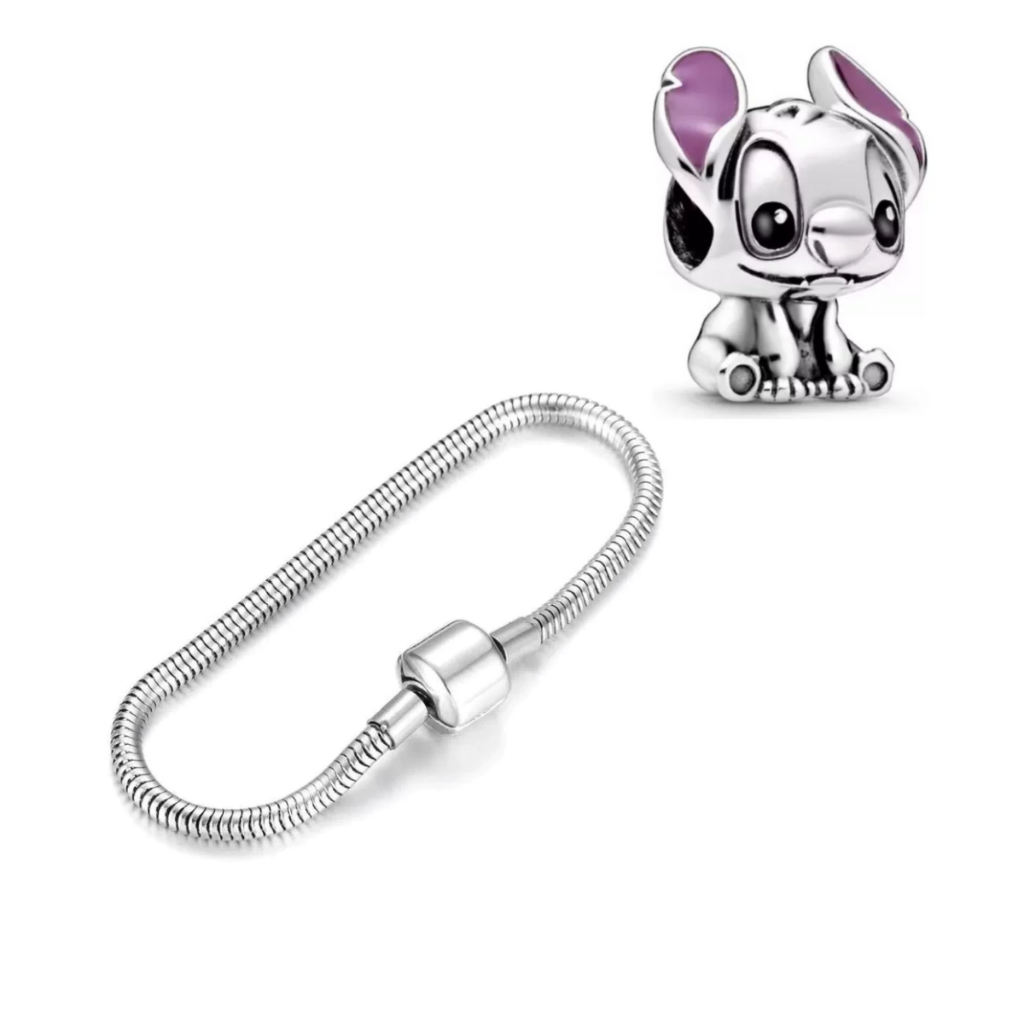 Pulseira de Charm Aço Inoxidavel Maleável Não Escurece + Brinde Berloque Stitch em Oferta na Shopee