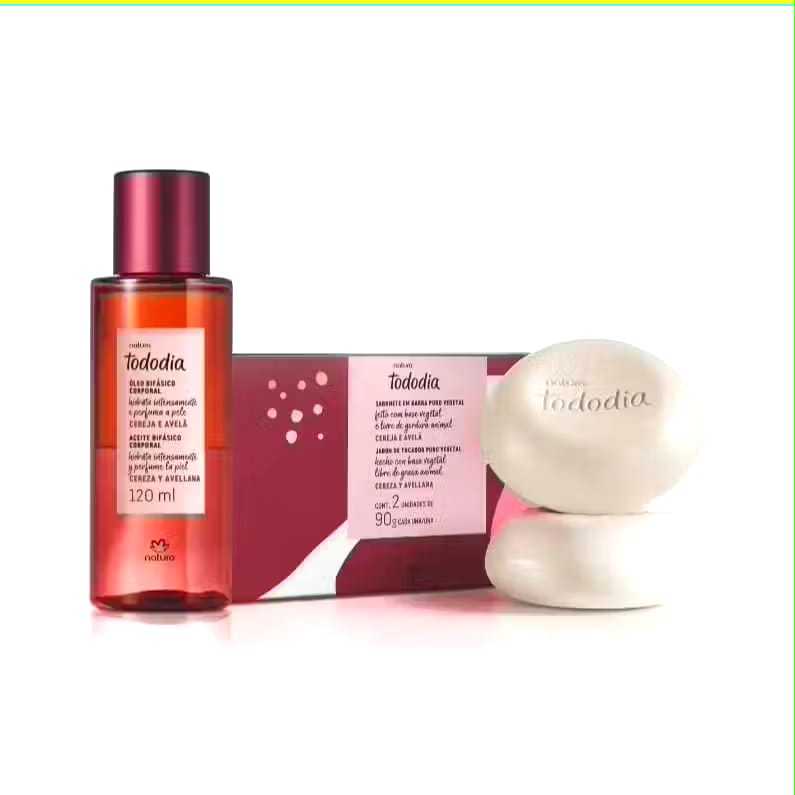 Kit Sabonete e Óleo Corporal Bifásico Cereja e Avelã Natura Presente
