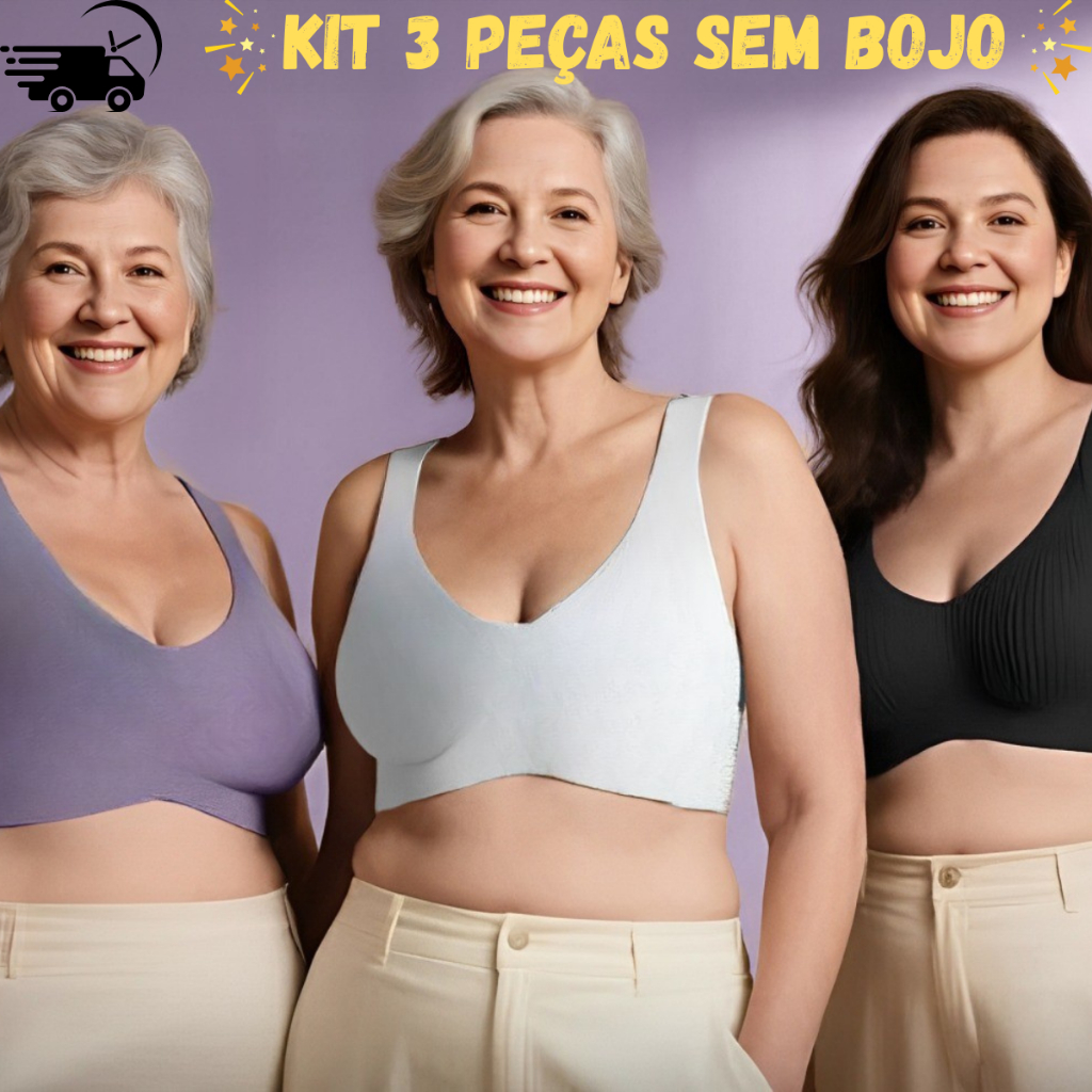 Kit 3 Sutiã Senhora Fechado SEM Bojo para Idosas e Jovens Senhoras Sem Costuras e Tecido Macio e Confortável em Oferta na Shopee