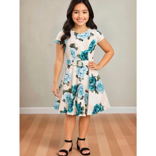 Vestido Infantil De Festa Evangélico Social Com Cinto Luxo em Oferta na Shopee