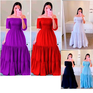 Vestido feminino longo lastex moda evangélica Festa, casamento e outras ocasiões Luxo REF 102 em Oferta na Shopee