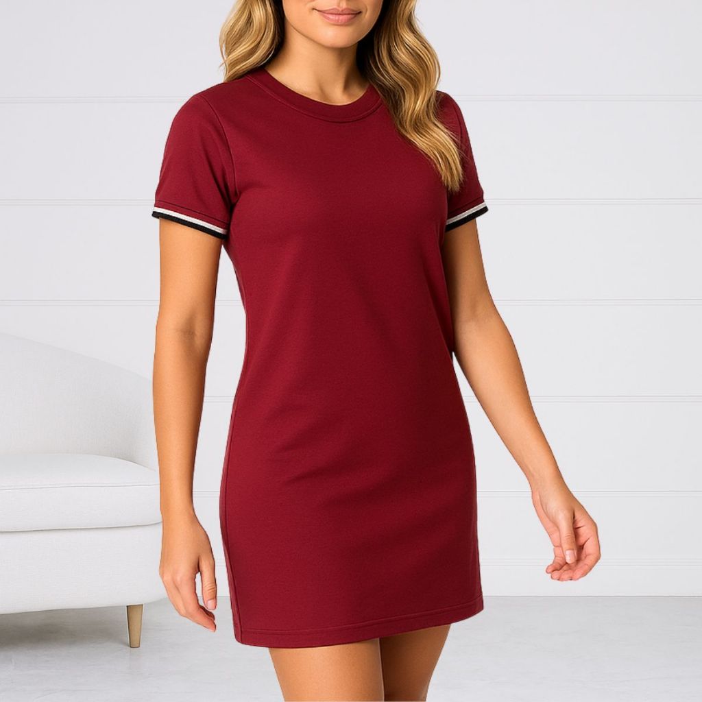 Vestido 100% Algodão Liso Manga Curta Casual em Oferta na Shopee