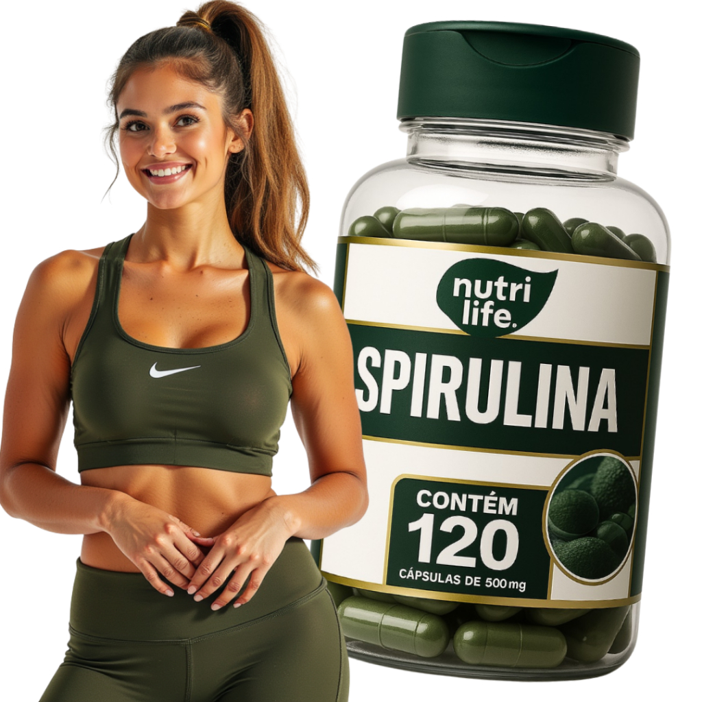 Spirulina 500mg - 120 Cápsulas | Suplemento Natural para Aumentar Energia em Oferta na Shopee
