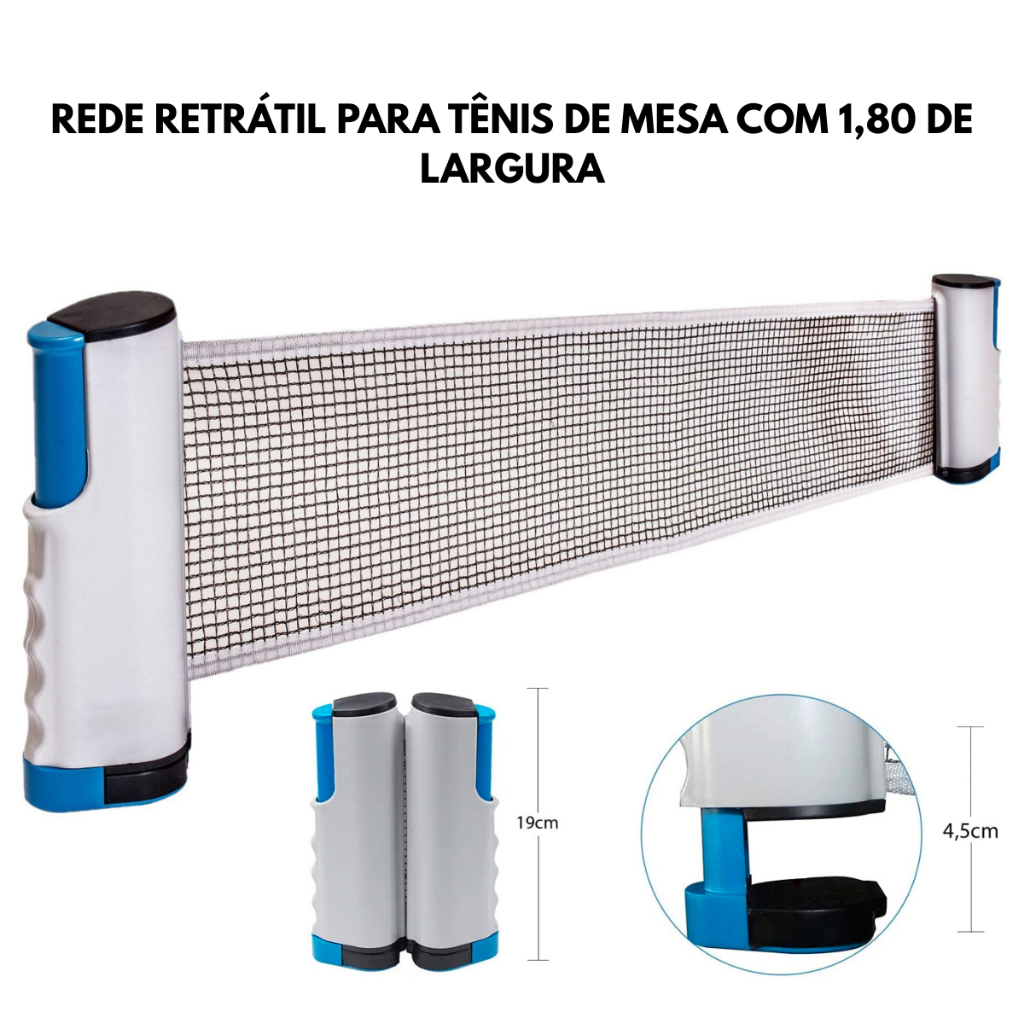 Rede Retrátil Para Tênis de Mesa Ping Pong Com 1,80 de largura Adaptável Em Qualquer Mesa Universal