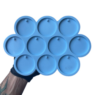 Molde Silicone Redondo C Furo 5cm M35 10 Cav Resina Pingente em Oferta na Shopee