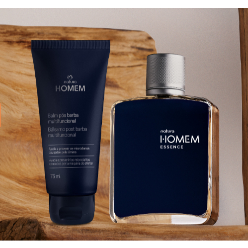 Kit Balm Pós-barba e Deo Parfum Natura Homem Essence