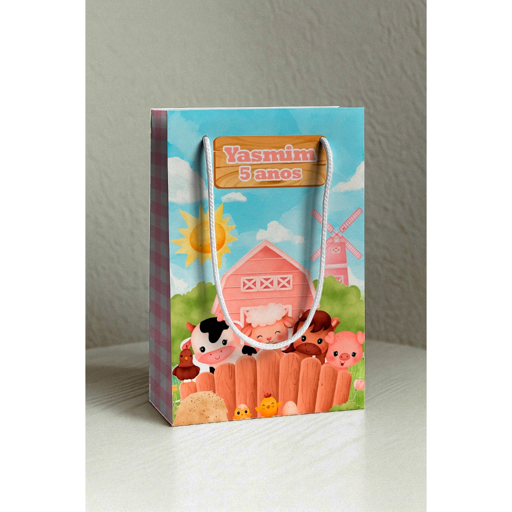 10 Sacolinha Personalizada Fazendinha Menina | Lembrancinha Festa Infantil | PEGUE E MONTE