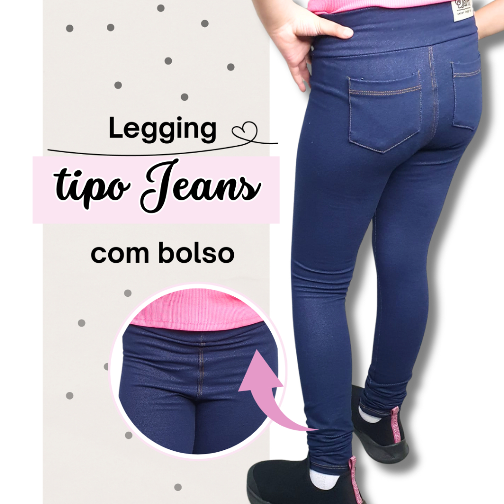 Skinny Legging Que Parece Jeans Calça Jeans Legging Infantil Em