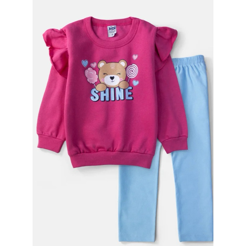 Conjunto infantil moletom roupa inverno  menina blusa quemtinha moletom calça