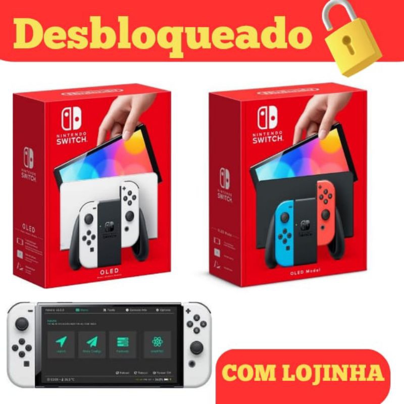 Nintendo Switch OLED Novo Desbloqueado + Película de brinde