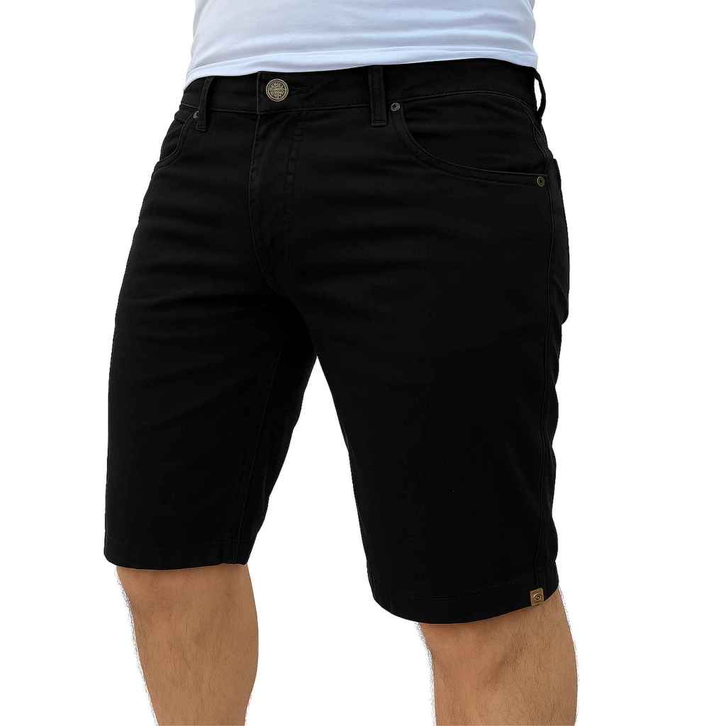Bermuda Masculina Short Sarja Brim Colorida Premium Com Lycra Bolso Relógio — imagem 2 de 2