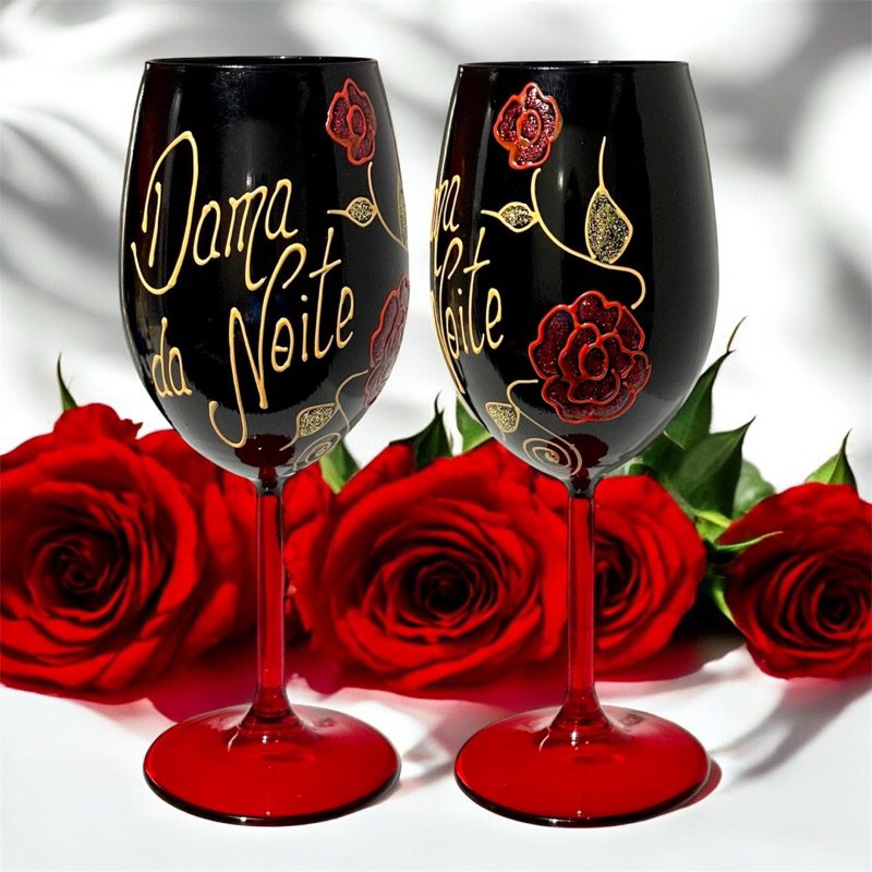 Taça decorada  para Pomba Gira Dama da Noite.