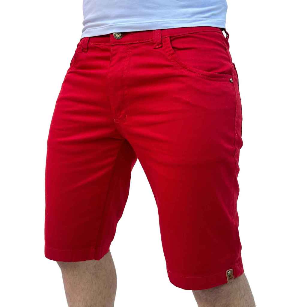 Bermuda Masculina Short Sarja Brim Colorida Premium Com Lycra Bolso Relógio Estil Esporte Fino