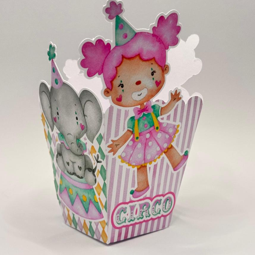 10 cachepôs centro de mesa Circo aquarela Menina rosa SEM NOME