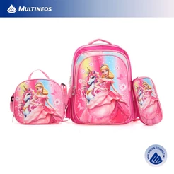 Kit 3 Mochila Bolsa Escolar Juvenil Feminina De Costas Menina com Lancheira Estojo Multineos