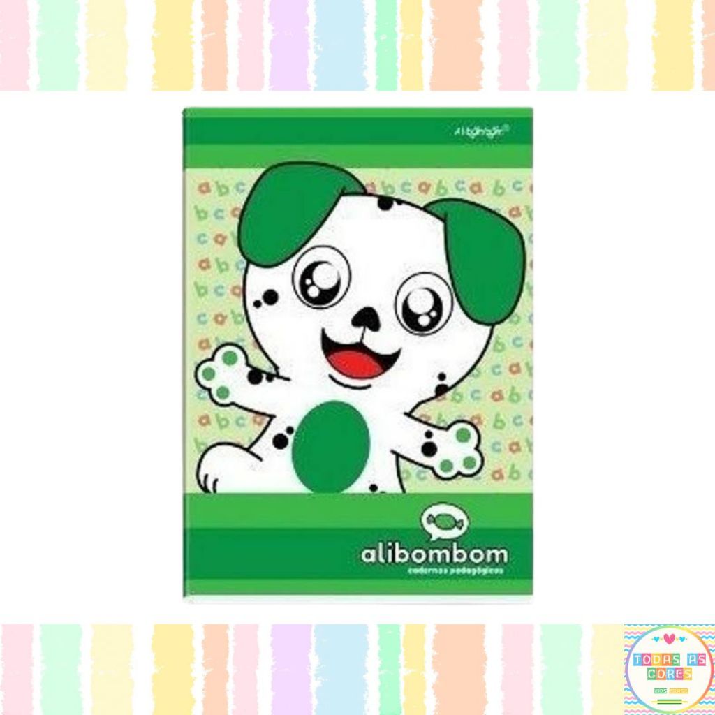 Caderno Caligrafia Alibombom CAPA FLEXÍVEL Verde Pauta Numerada 123 60 Folhas Cursiva Capa Mole