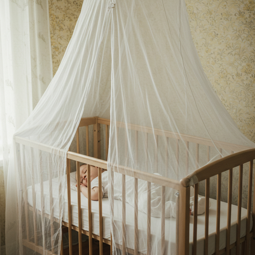 Mosquiteiro para Berço Véu de Berço Teto Cortinado para Berço Tule Renda Berco Americano