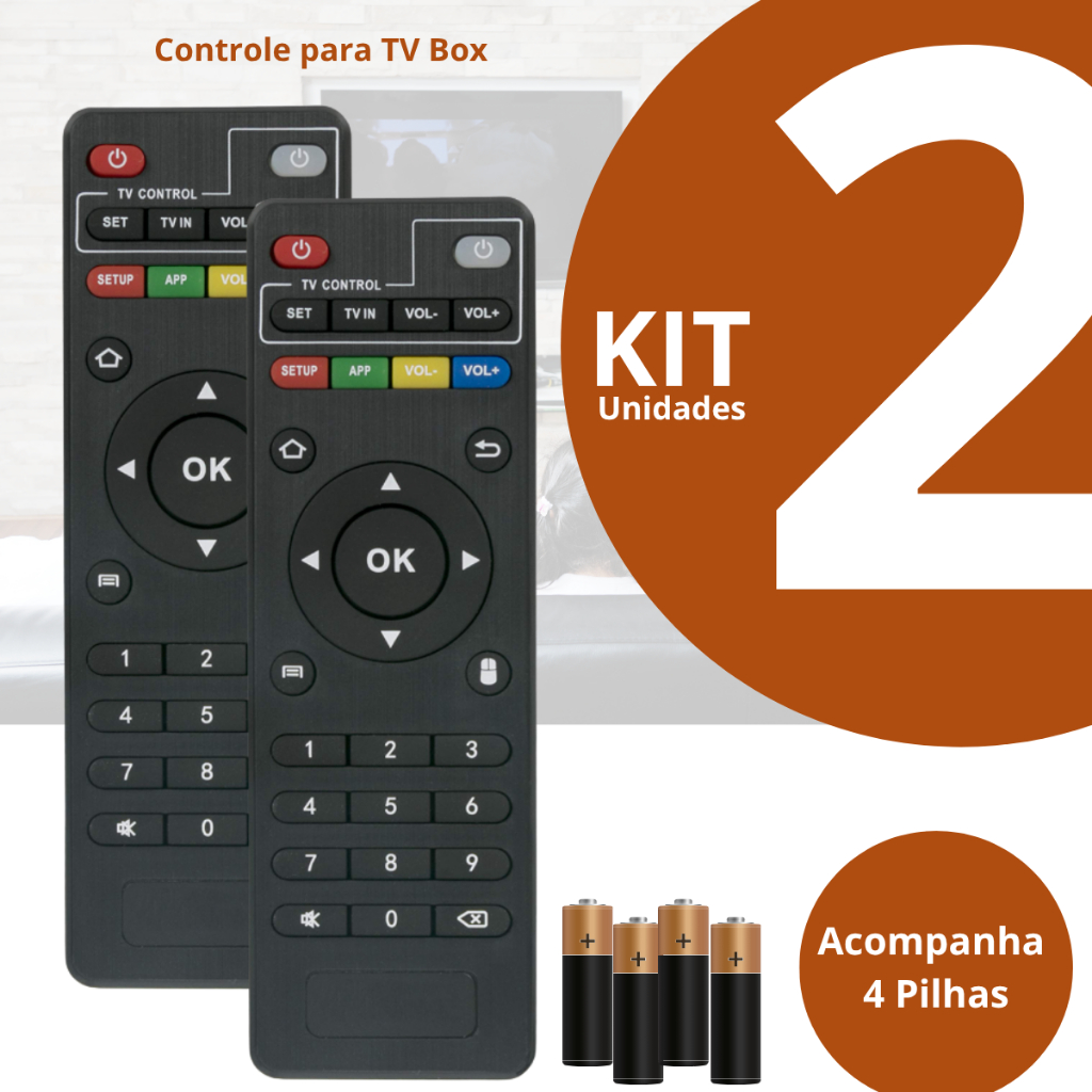 kit 1 - 2 e 3 Controle Remoto Para Tv Botões Inteligentes Box Aparelho Completo Com Pilhas