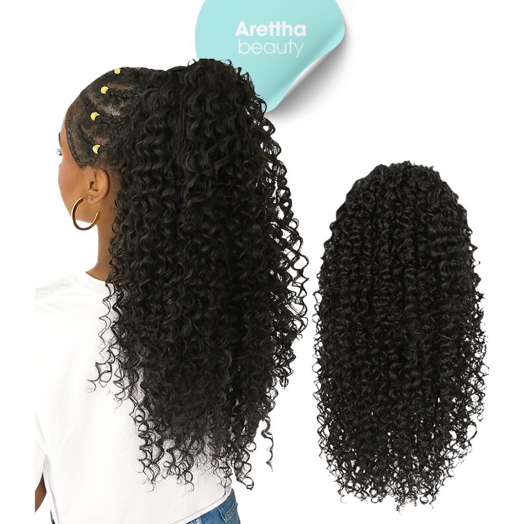 Rabo de cavalo cacheado orgânico bio fibra curto Arettha Beauty em Oferta na Shopee