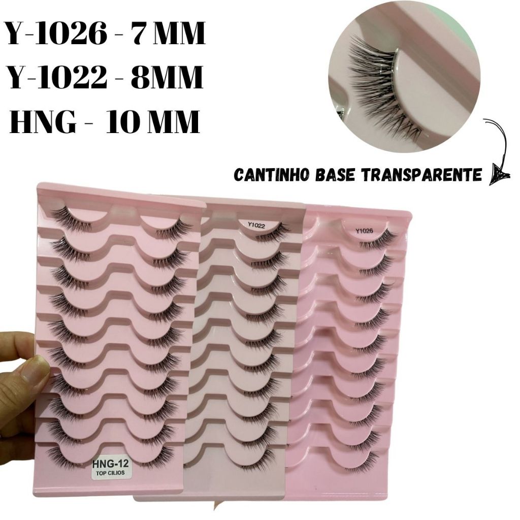Cílios Postiços cantinho cat half lashes Modelos variados e 30 pares Y1026, Y1022, HNG, H1022, H1026 em Oferta na Shopee