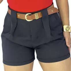 Short Feminino Alfaiataria Cintura Alta Com Cinto Com Bolso do P ao GG PROMOÇÃO ENVIO IMEDIATO