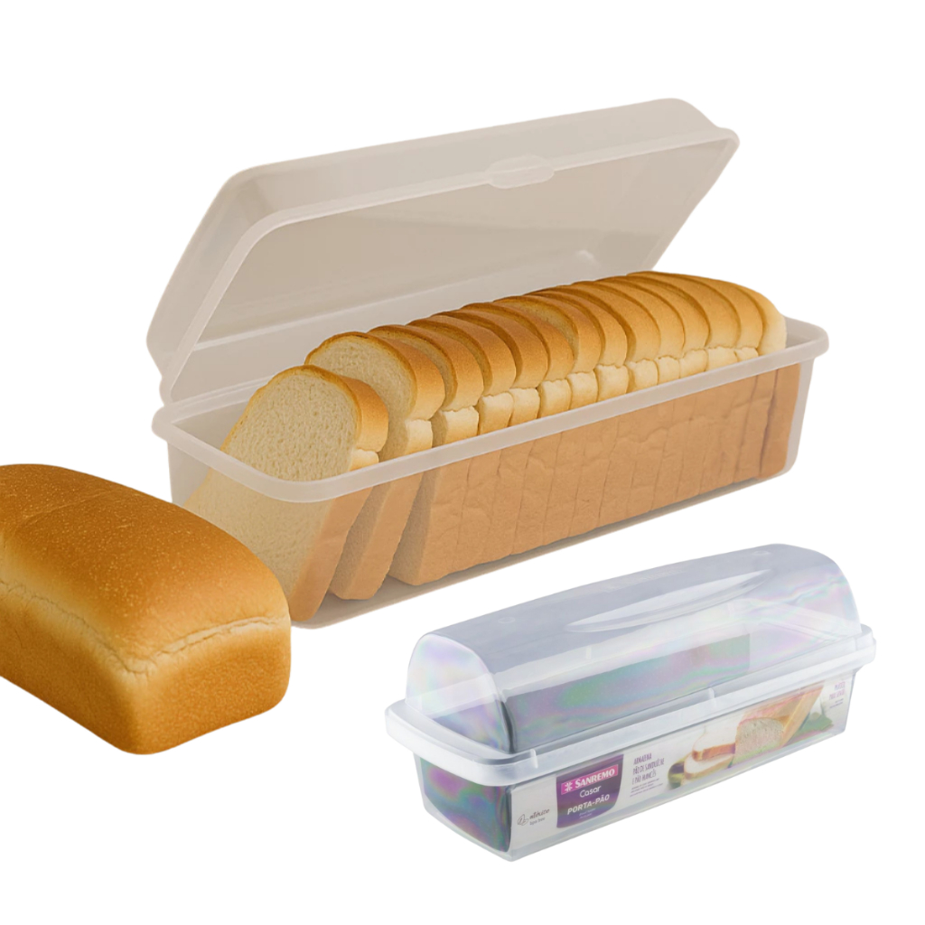 Porta Pão de Plástico Sanremo Transparente Guarda Pão de Forma ou Pão Francês em Oferta na Shopee