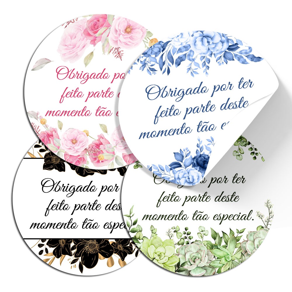 Adesivos Redondo agradecimento festa aniversario casamento bodas 15 anos noivado em Oferta na Shopee