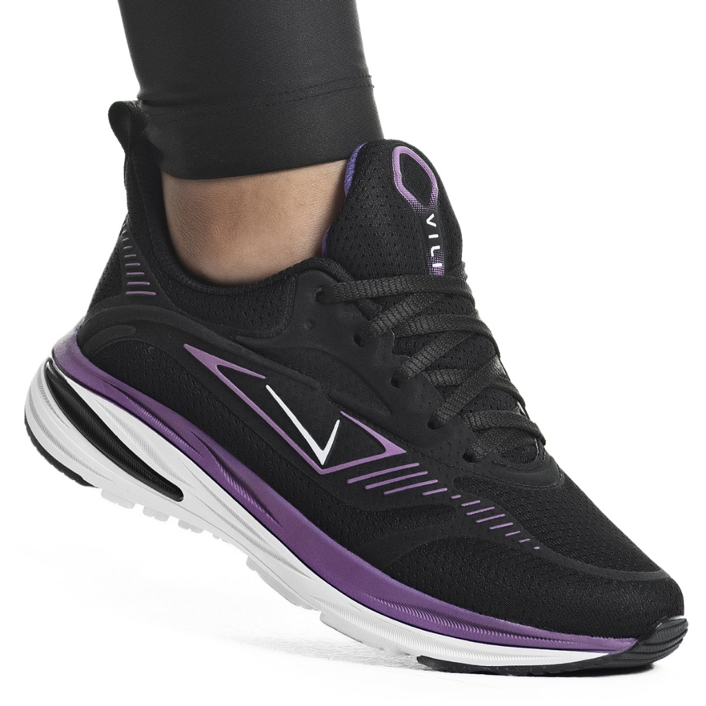 Tênis Feminino Vili Fusion Esportivo Masculino Caminhada Preto Roxo - Women Shoes