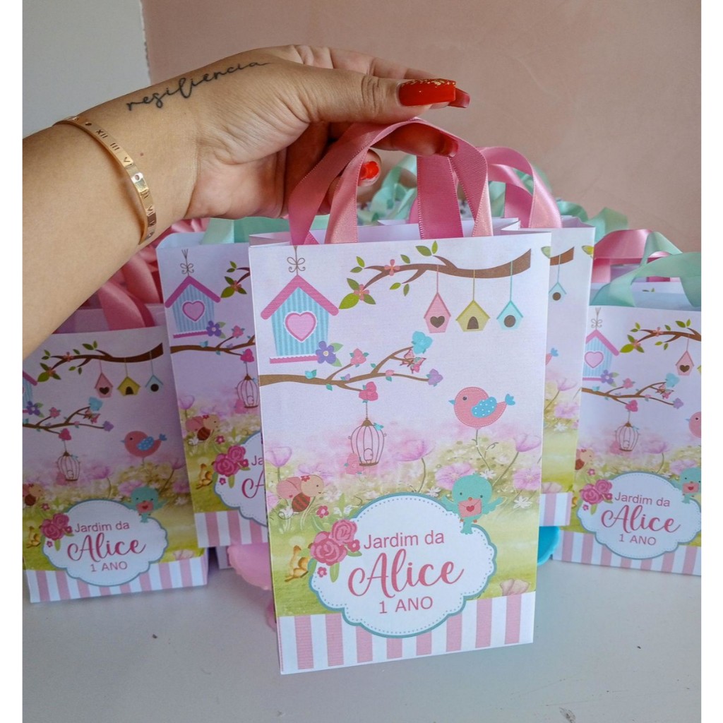 KIT 10/15/20 Sacolinhas Supressa, Festa  Jardim Encantado, Lembrancinhas, Aniversário, Personalizadas.