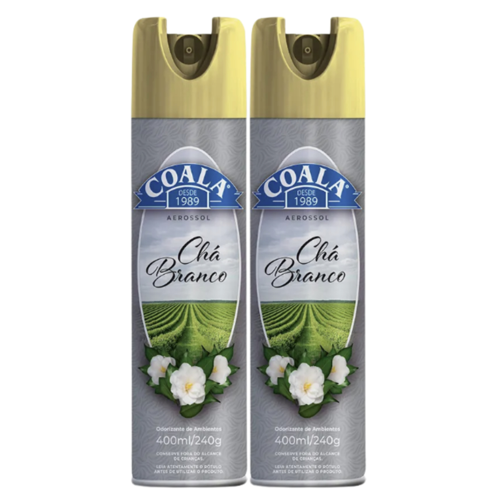 Kit 2x Odorizante De Ambientes Spray Coala Chá Branco 400ml - Home Spray Cheirinho para ca...