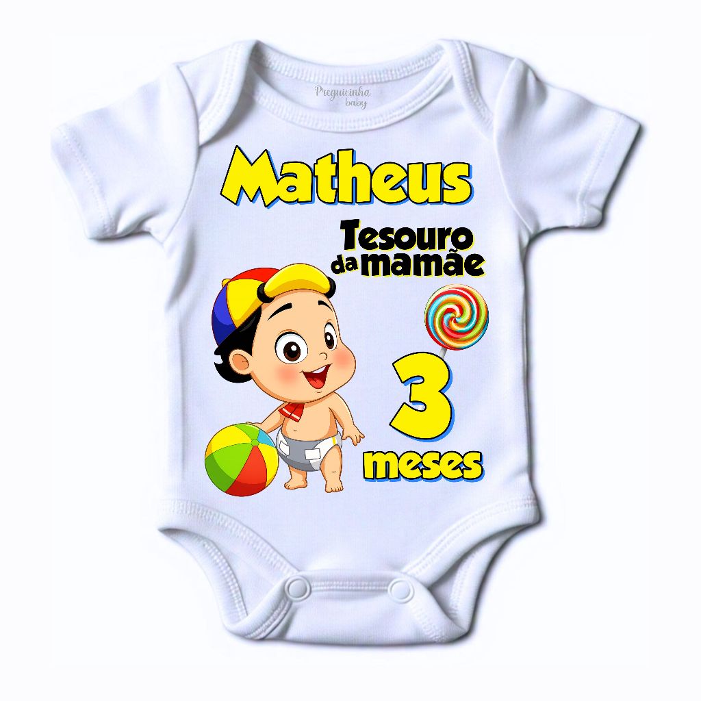 Body bebe personalizado Tesouro da mamãe e do papau kiko tematico com nome e mes tema chaves em Oferta na Shopee