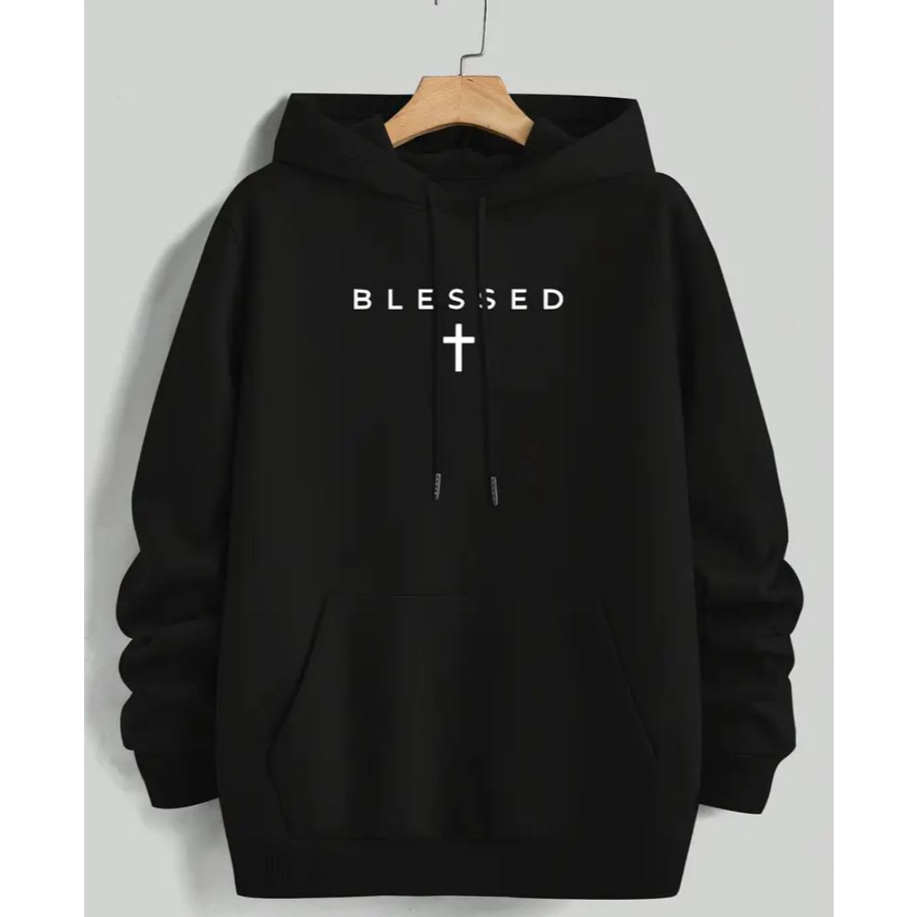 Moletom Feminino Masculino Capuz Blessed Cruz Flanelado Lançamento
