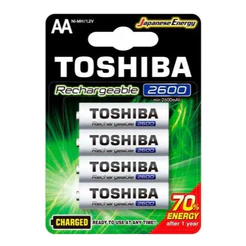 Pilha Recarregavel Aa 1,2v 2600mah Tnh6gae Toshiba - Com 4 Pilhas