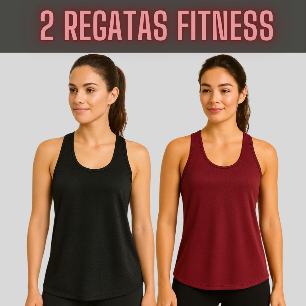 KIT 2 REGATAS FITNESS FEMININA ACADEMIA