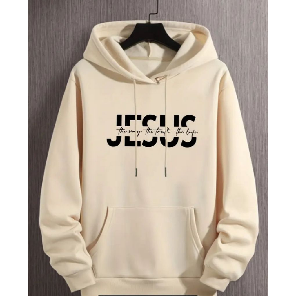Blusa de Frio Moletom Canguru Capuz com Estampa Jesus Masculino e Feminino