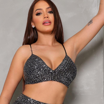 Top Cropped Feminino Sutiã Paetê Brilho Noite Festa Balada Gringa Eventos Amarração Com Bojo em Oferta na Shopee