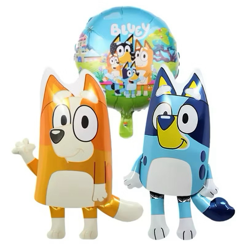 Kit 3 Balões Metalizados Bluey E Bingo + Balão Redondo