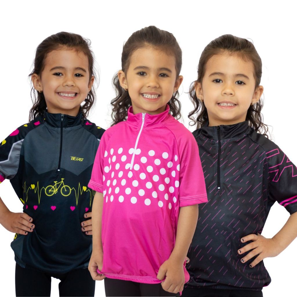 Camisa Ciclismo MTB Kids Crianças Infantil Bike Pedal Ziper Parcial