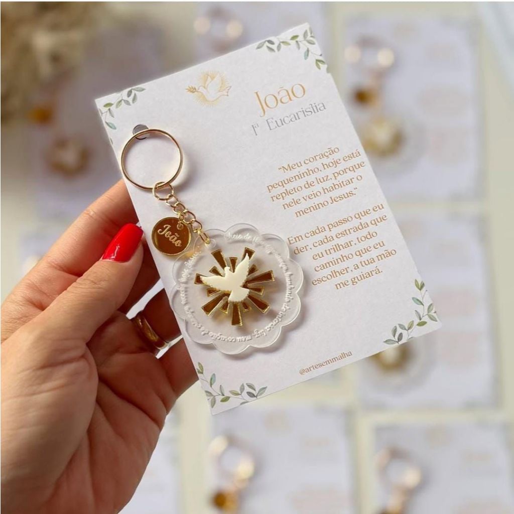 LEMBRANCINHA PARA BATIZADO/CRISMA/EUCARISTIA/ CHAVEIRO DE ACRÍLICO 10/15/25/