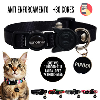 Coleira De Gato Com Sistema Anti Enforcamento Mais Plaquinha Com Nome E Telefone Reforçada Estampas em Oferta na Shopee