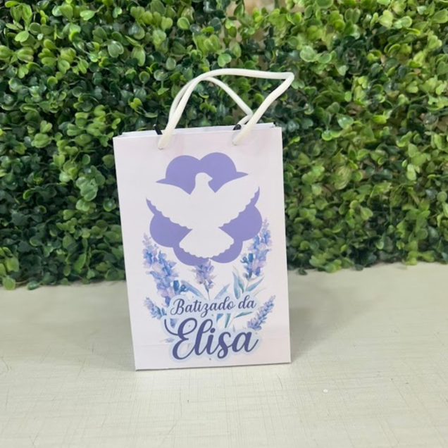 Sacolinha Batizado Lilás - Roxo - Eucaristia - PEGUE E MONTE - Personalizados - Lembrancinhas - kit festa