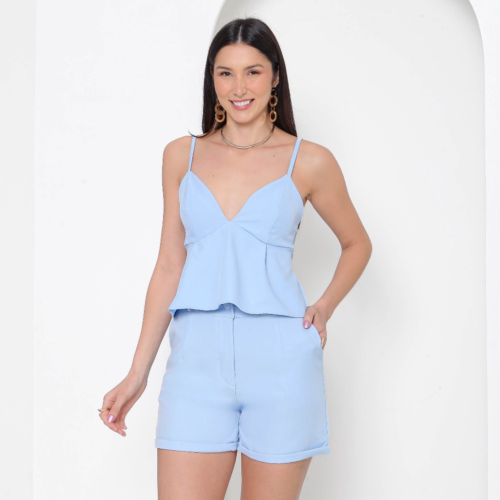 Conjunto Feminino Short +top Cropped Babado
