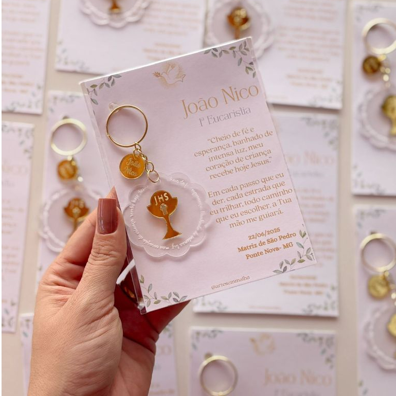LEMBRANÇA 1ª EUCARISTIA - CHAVEIRO ACRÍLICO PERSONALIZADO. em Oferta na Shopee