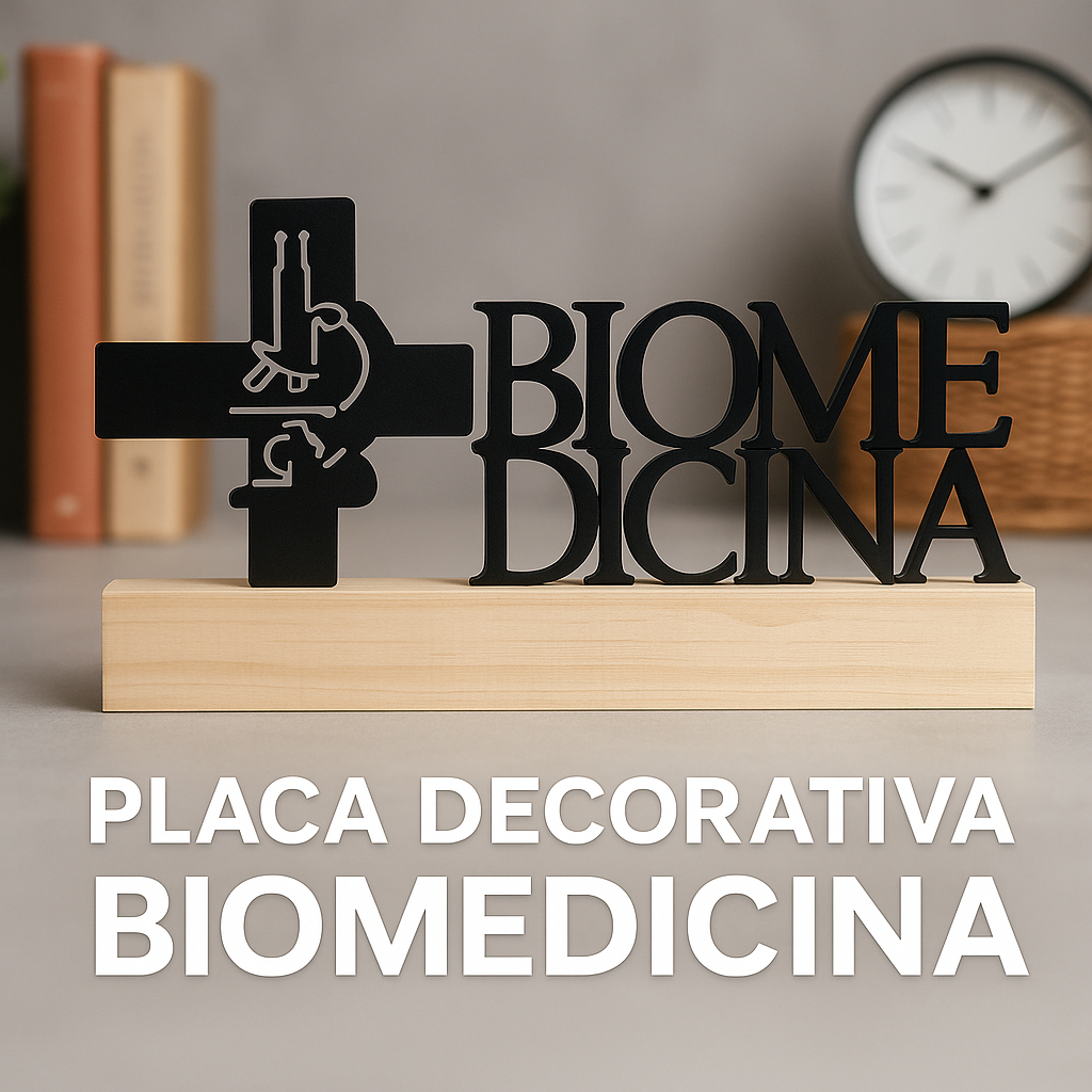 Lembrança de Formatura Biomedicina Enfeite E Decoração Profissão Biomedicina com Base de Madeira Letreiro Biomedicina