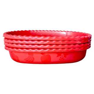 kit com 2  Saladeira Grandes Fruteira Multiuso Tigela Pote Vasilha Plástica 3 Litros Vermelha