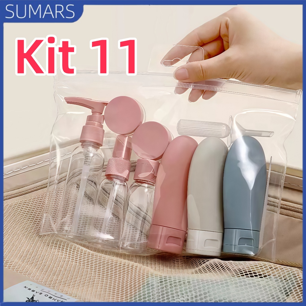 Kit 11 Viagem Porta Shampoo Frasco Pote Spray Pote Creme Hidratante para Travel em Oferta na Shopee