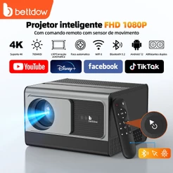 BETTDOW Projetor totalmente selado 4K 8K 700ANSI 22000Lumens Android WiFi LED Projetor de filme de vídeo LED