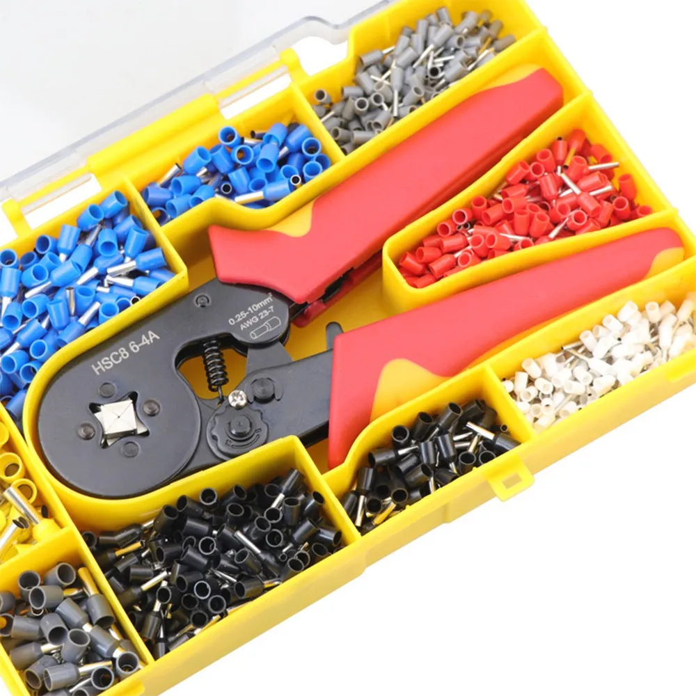 Alicate Crimpar Terminal: Conjunto 1200 Contatos, 0.25-10mm